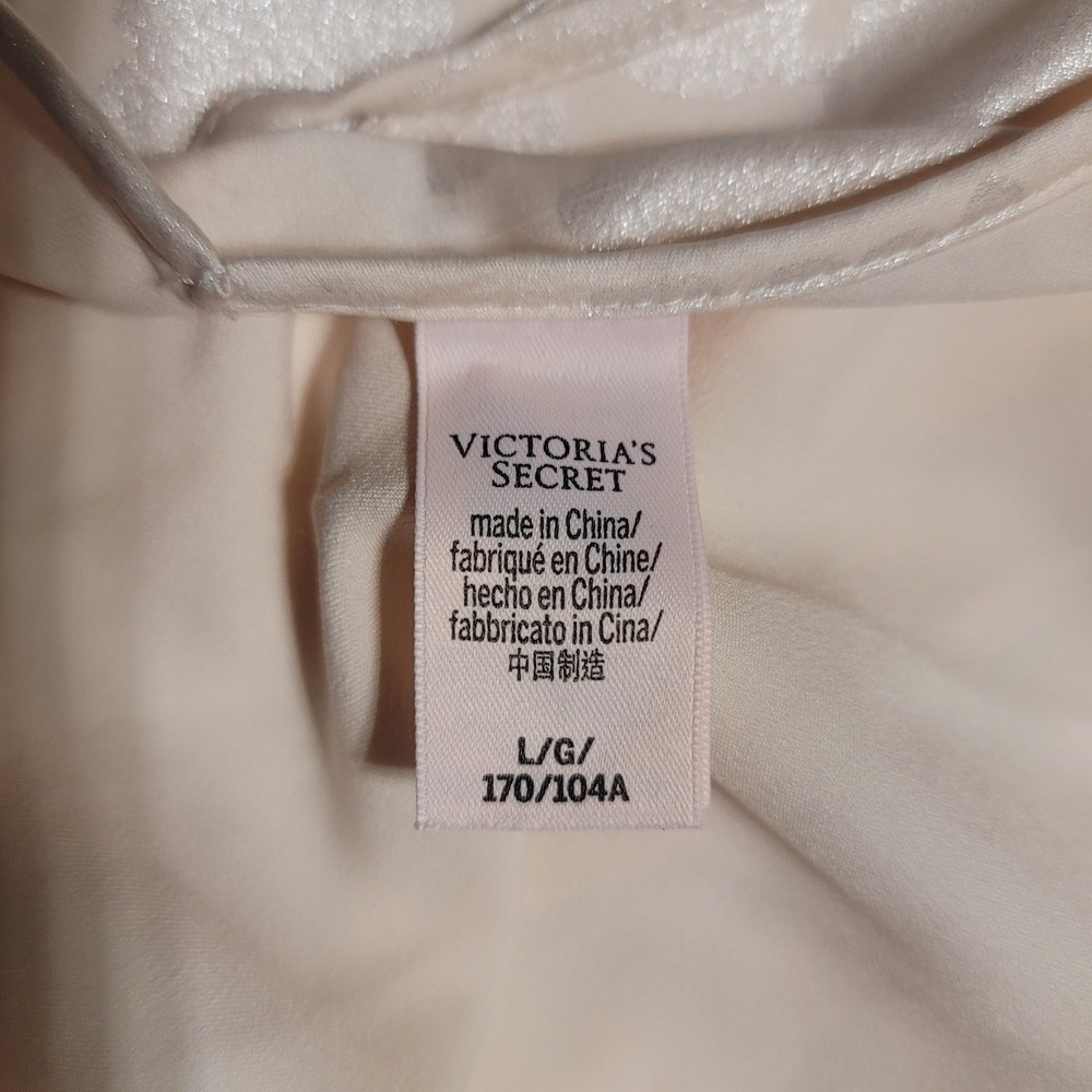 Victorias Secret Champagne Pink Floral Jacquard Satin Slip Dress Open Back Large - Picture 5 of 6